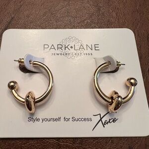 Park Lane Gold Hoop Earrings with Heart Charm | NIB